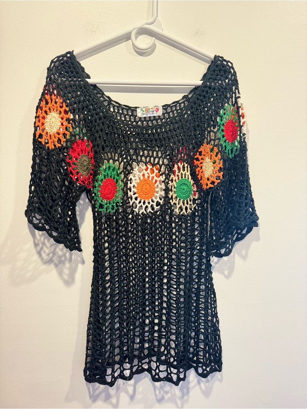India Boutique Black Crochet Swim Cover